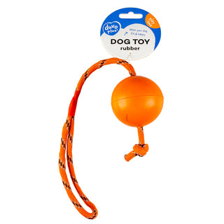 Duvo Rubber Ball With Rope Dog Toy view 