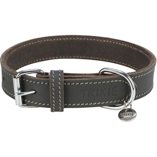 Trixie Rustic Greased Leather Collar L Grey view 