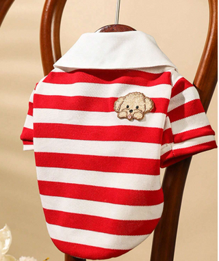 Polo Shirt Red and White Stripe M
